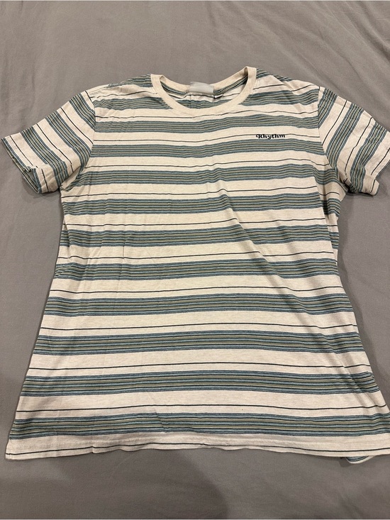 Rhythm. Other - Rhythm Horizontal Stripe Tee in Cream & Teal-Blue